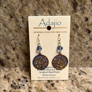 Adajio Blue and Gold Earrings NWT